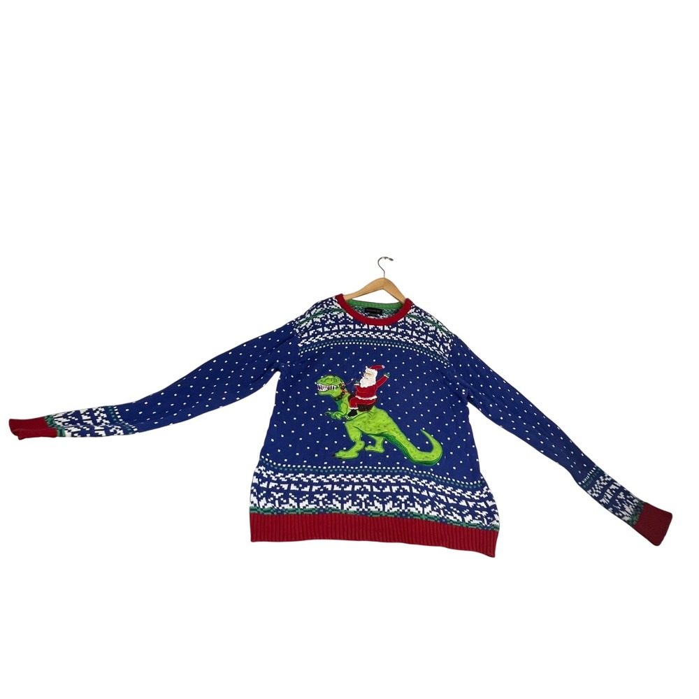 Blizzard Bay Mens Large Blue Red Fair Isle Ugly Christmas Sweater Crew Neck
